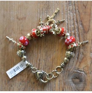 New Charm Bracelet with 11 charms red  and cross theme